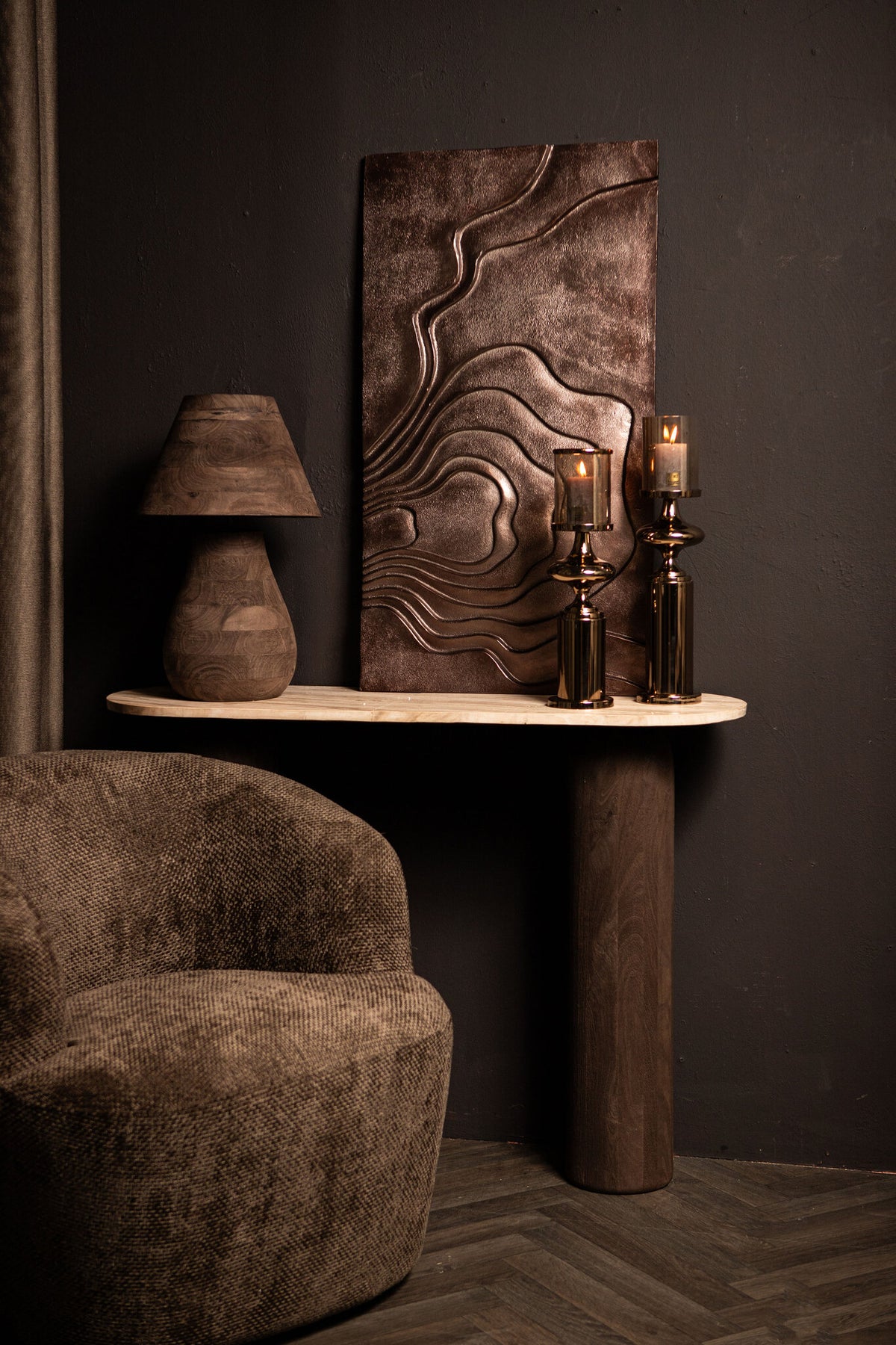Lampada da tavolo Peake Marrone Legno di Mango Large PTMD