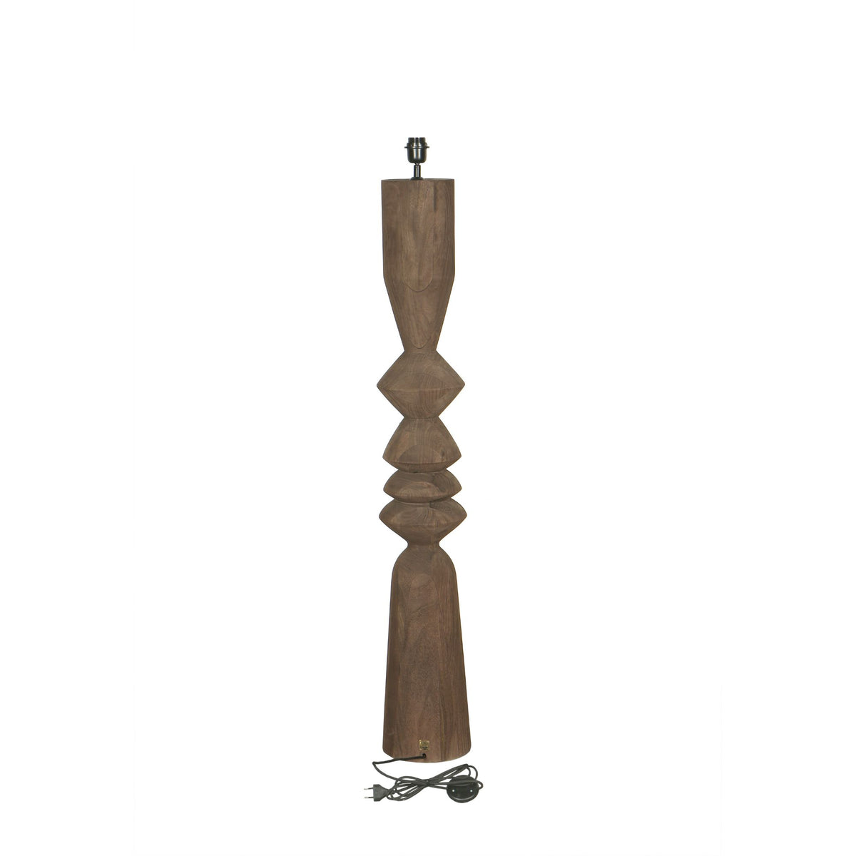 Lampada da terra Elaine Marrone Legno di Mango Base Rotonda H130cm PTMD