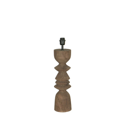 Lampada da tavolo Elaine Marrone Legno di Mango Base Rotonda PTMD