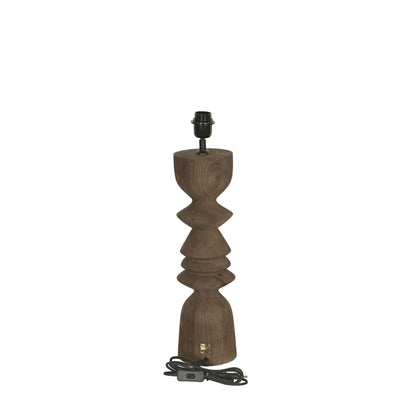 Lampada da tavolo Elaine Marrone Legno di Mango Base Rotonda PTMD