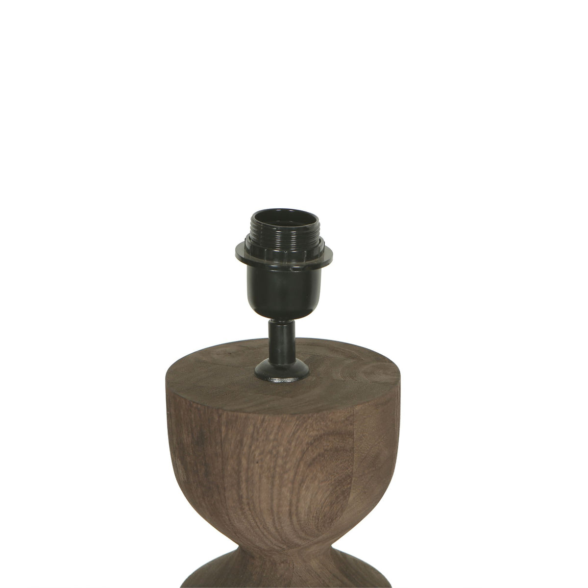 Lampada da tavolo Elaine Marrone Legno di Mango Base Rotonda PTMD