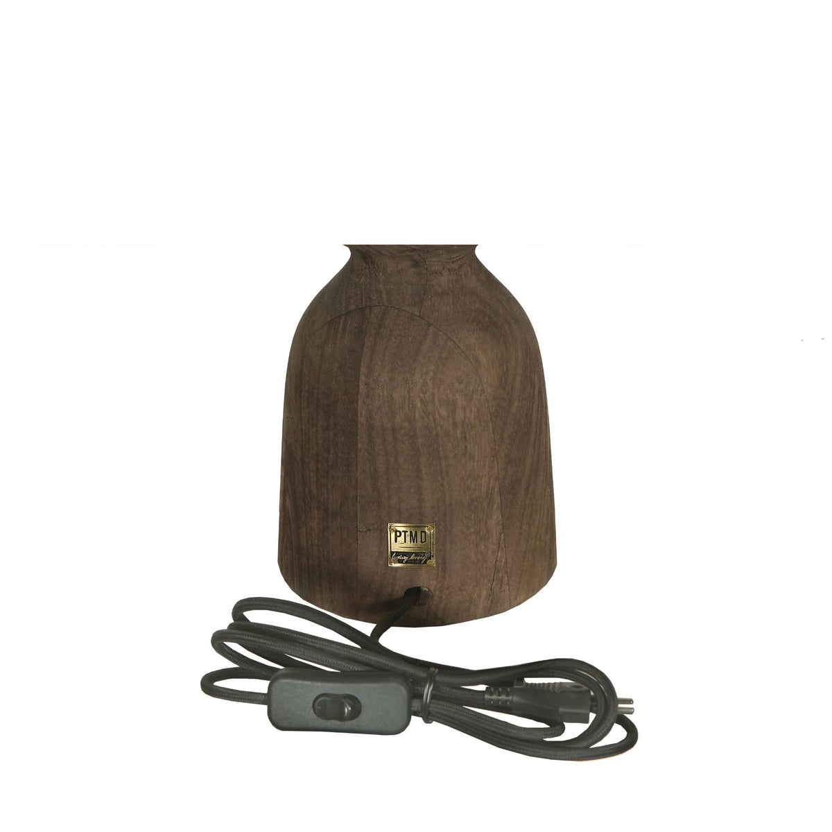 Lampada da tavolo Elaine Marrone Legno di Mango Base Rotonda PTMD