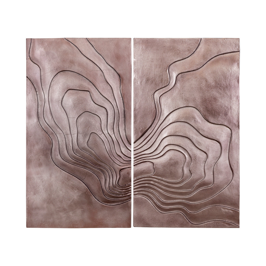 Pannello da parete in alluminio pressofuso color bronzo Erike Wave in 2 parti PTMD