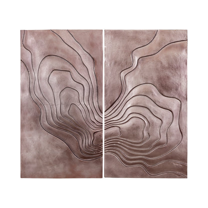 Pannello da parete in alluminio pressofuso color bronzo Erike Wave in 2 parti PTMD