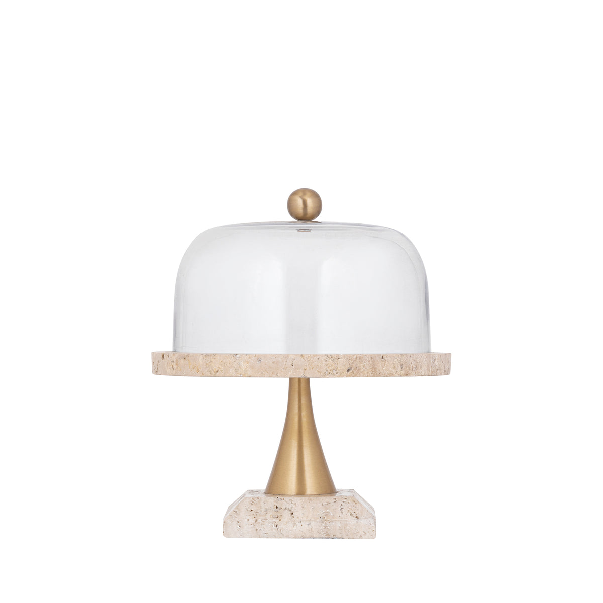Alzatina per torte Lyron Naturale Travertino Rotonda Vetro Bell Small PTMD