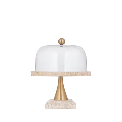 Alzatina per torte Lyron Naturale Travertino Rotonda Vetro Bell Small PTMD