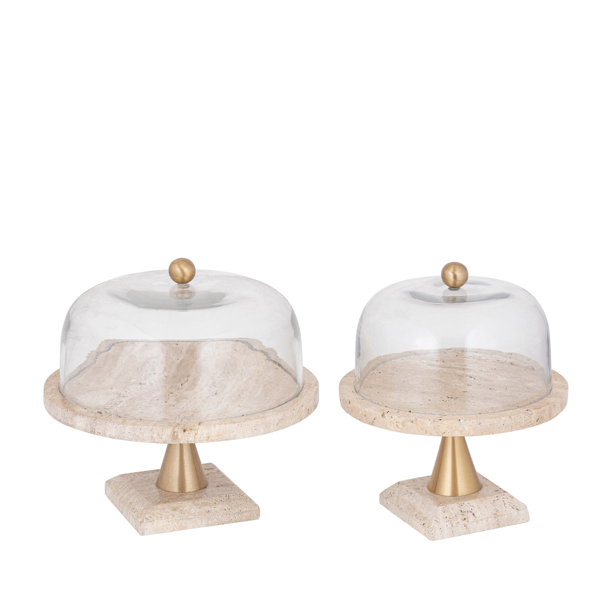 Alzatina per torte Lyron Naturale Travertino Rotonda Vetro Bell Small PTMD