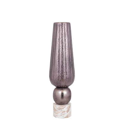 Marive Vaso in foglio di alluminio bronzato su base rotonda in marmo Diam. 20xH76 cm PTMD