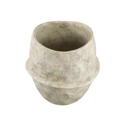 Vaso rotondo in cemento beige Haania con linea centrale XXL PTMD