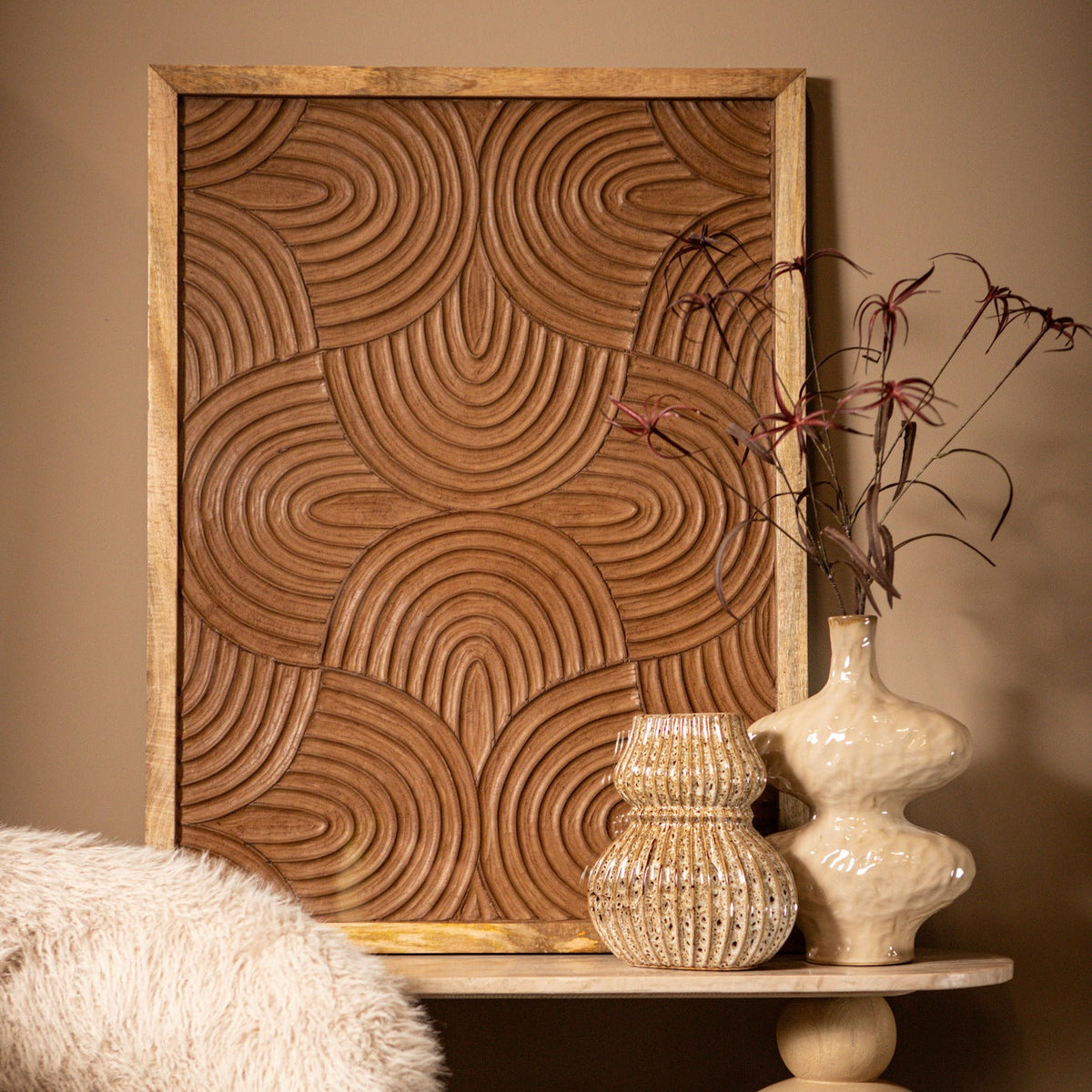 Pannello a parete Elasah motivo Swirl legno marrone PTMD