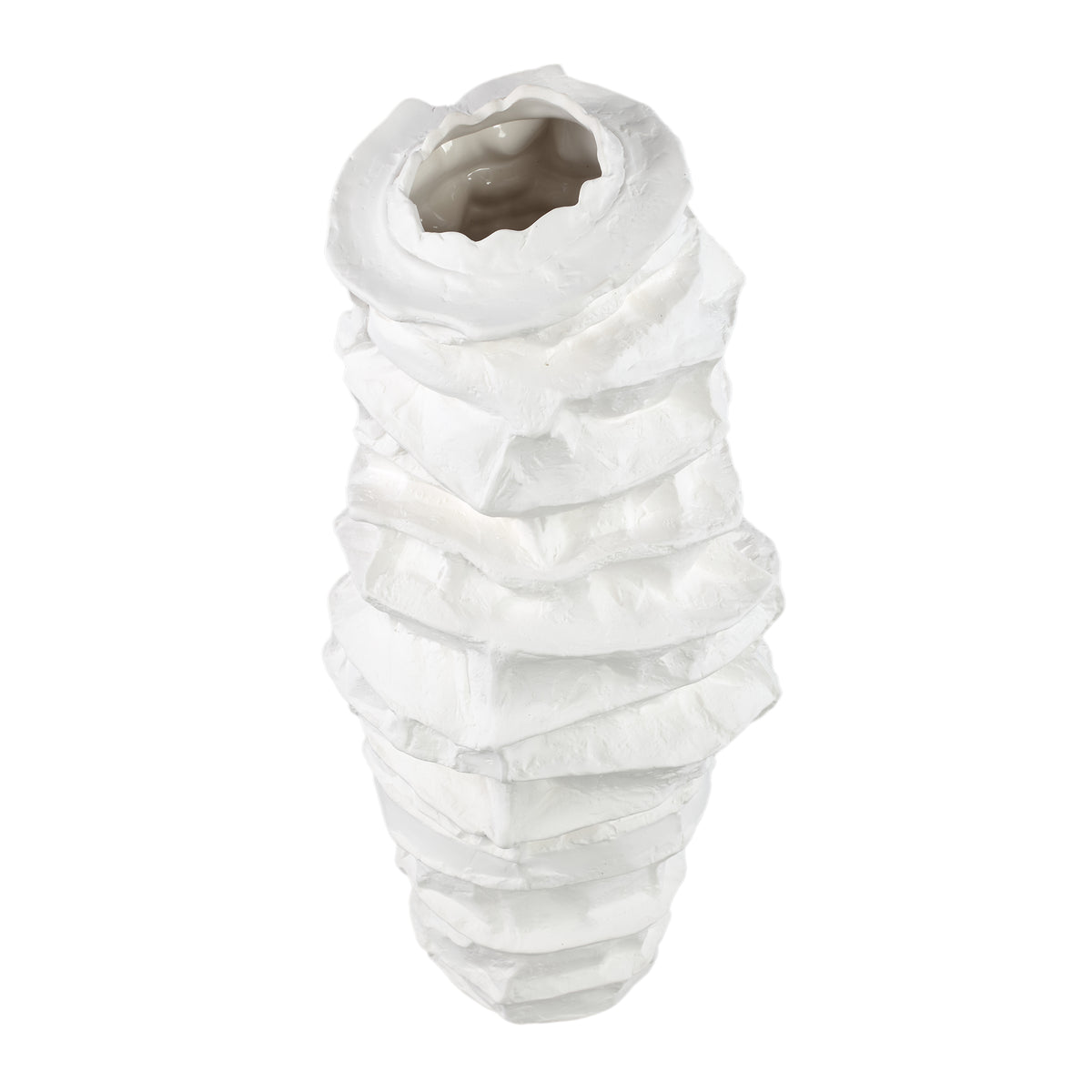 Aharon Vaso in Ceramica Bianca di Forma Irregolare Slim L 24x23x51cm PTMD