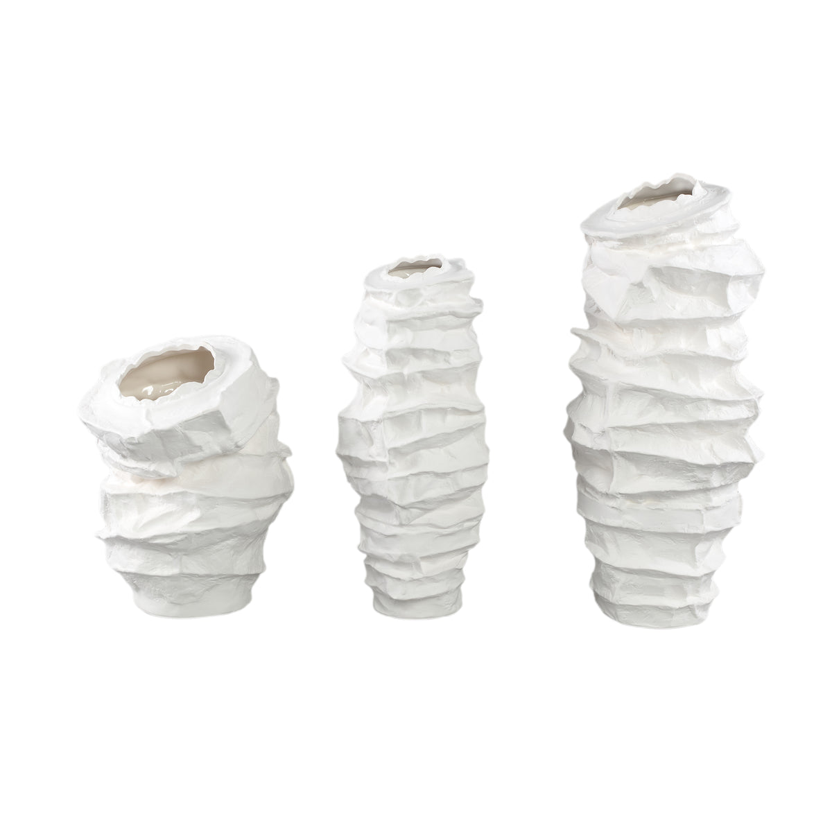 Aharon Vaso in Ceramica Bianca di Forma Irregolare Slim L 24x23x51cm PTMD