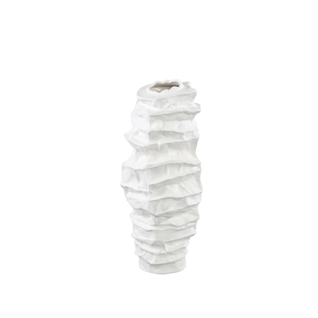 Aharon Vaso in Ceramica Bianca Forma Irregolare Slim S 20x18x42cm PTMD