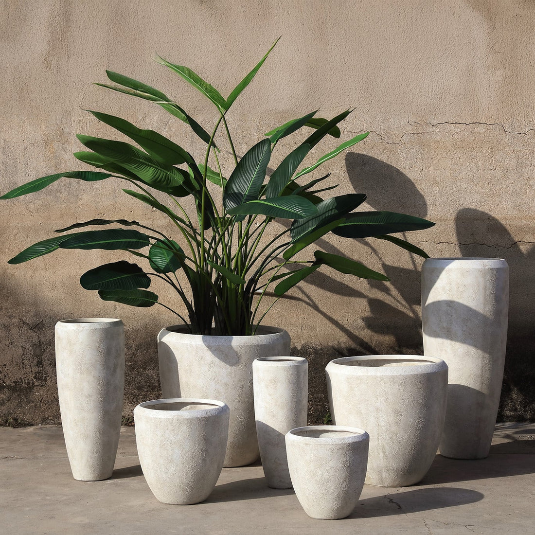 Set di 3 vasetti rotondi alti in ceramica Dashima Cream GRC PTMD