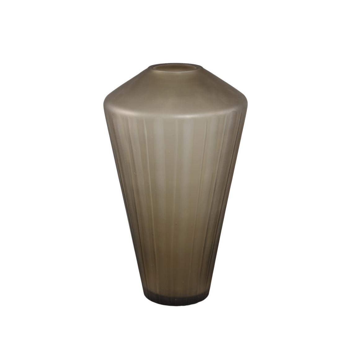 Vaso Damiri Vetro Marrone Linee Intagliate a Mano Grande PTMD