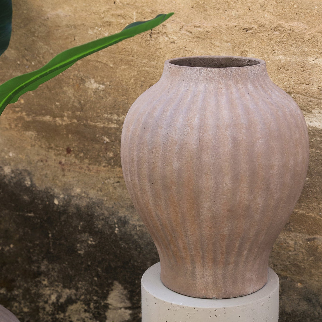Beautii Marrone Fibrocemento Vaso Struttura Scanalata L PTMD