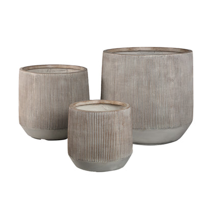 Set di 3 vasi Olav in fibrocemento marrone chiaro PTMD basso