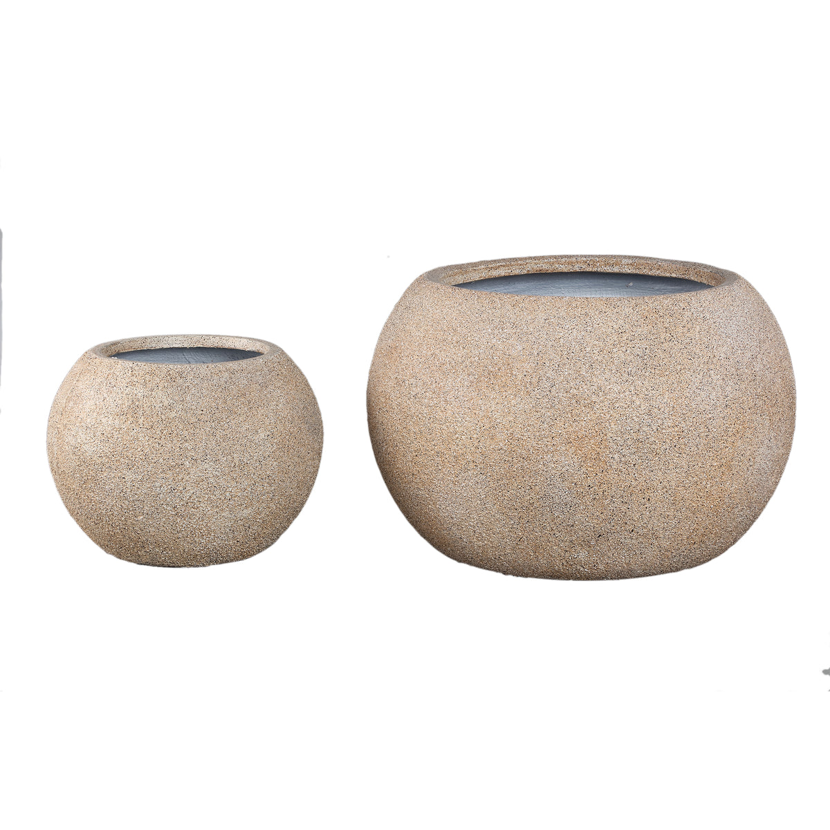 Set di 2 vasi da fiori Nihara beige in fibrocemento, a forma di bulbo, PTMD