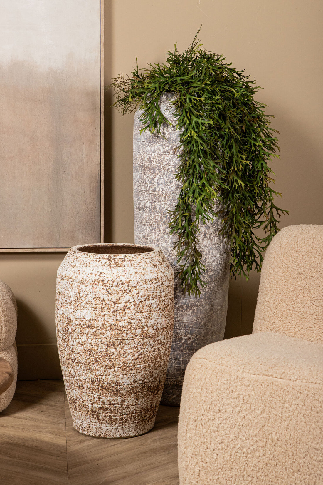Vaso Vikki Beige Ceramica Alto Rotondo Grande PTMD