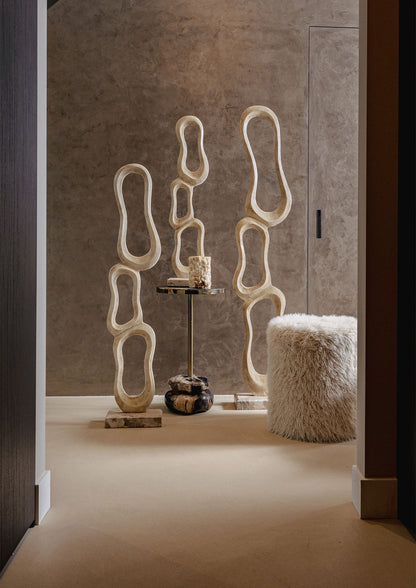 Scultura Camare Design Astratto Alluminio Fuso Beige Media PTMD