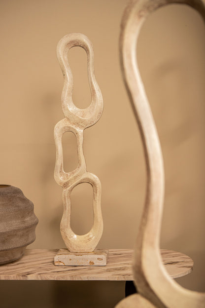 Scultura Camare Design Astratto Alluminio Fuso Beige Media PTMD