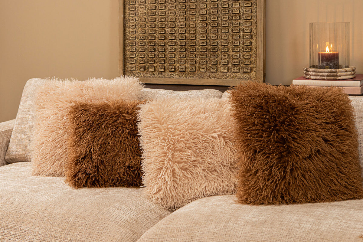Cuscino rettangolare Rexx in ecopelliccia di pecora beige PTMD