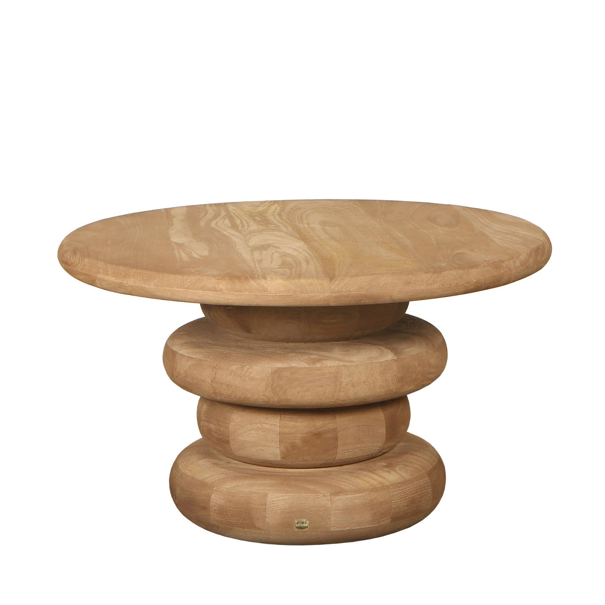 Tavolino da salotto Keven in legno di mango naturale, rotondo e scanalato, PTMD