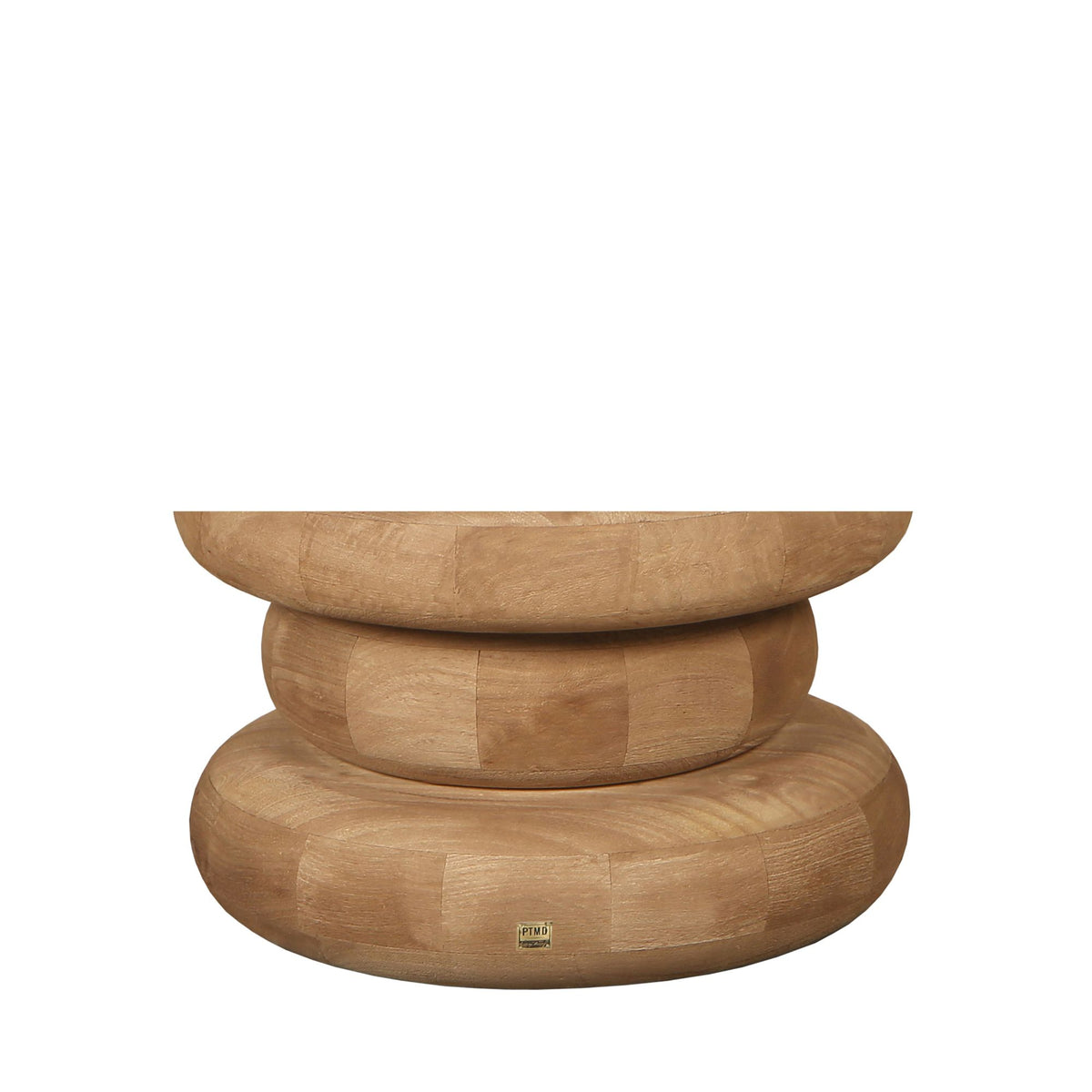Tavolino da salotto Keven in legno di mango naturale, rotondo e scanalato, PTMD
