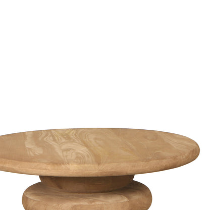 Tavolino da salotto Keven in legno di mango naturale, rotondo e scanalato, PTMD