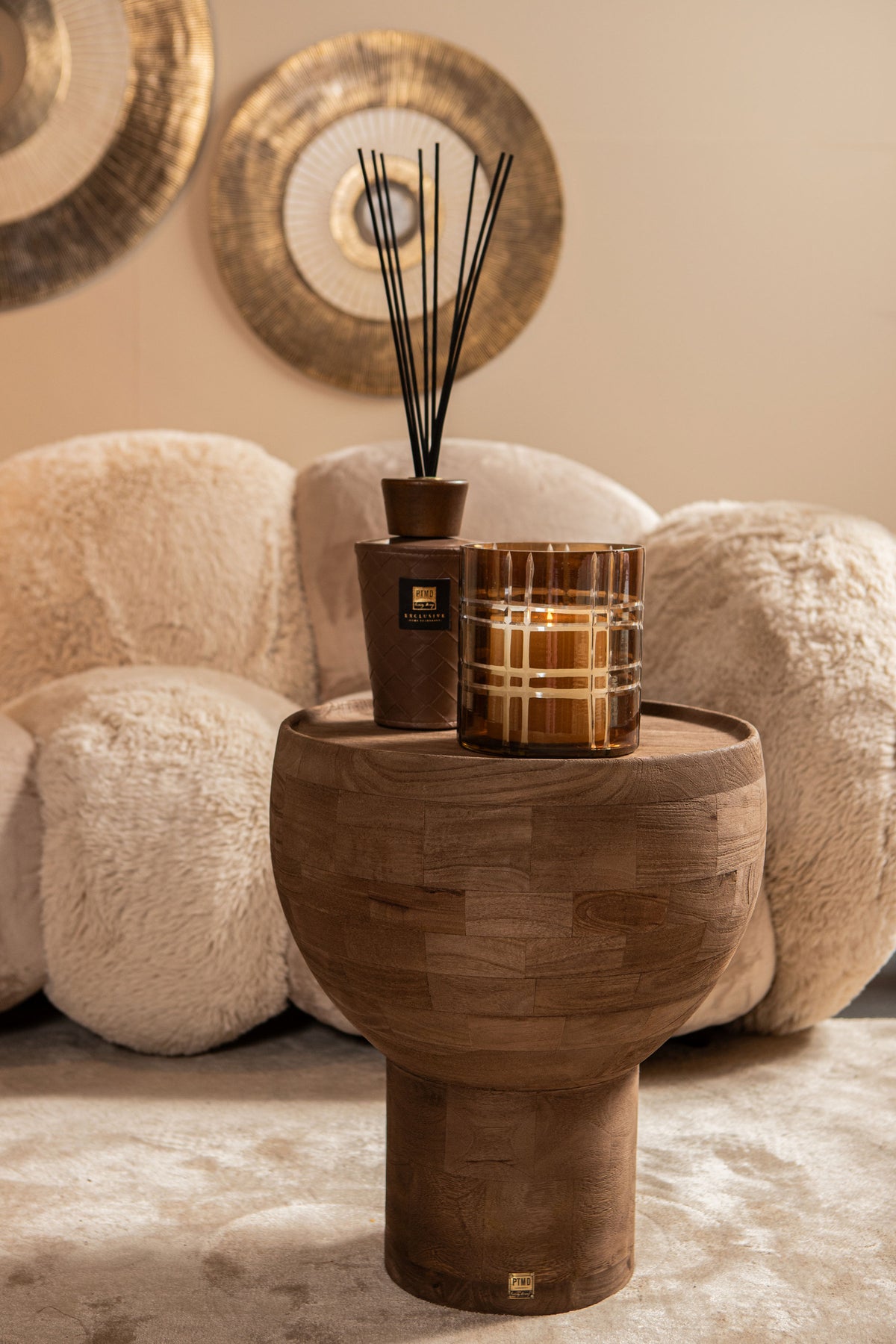 Tavolino rotondo Erno in legno di mango naturale PTMD