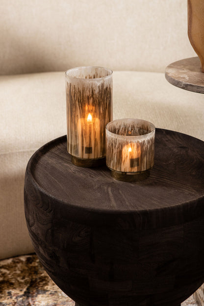 Tavolino Erno Marrone Legno di Mango Su Base Rotondo PTMD