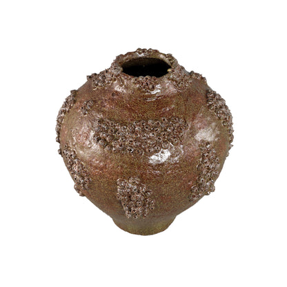 Vaso Deisy in ceramica verde con finitura corallo, grande, PTMD