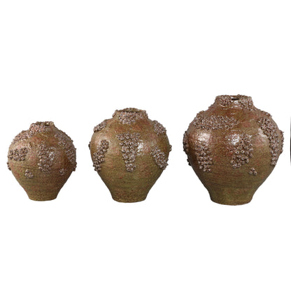 Vaso Deisy in ceramica verde con finitura corallo, grande, PTMD
