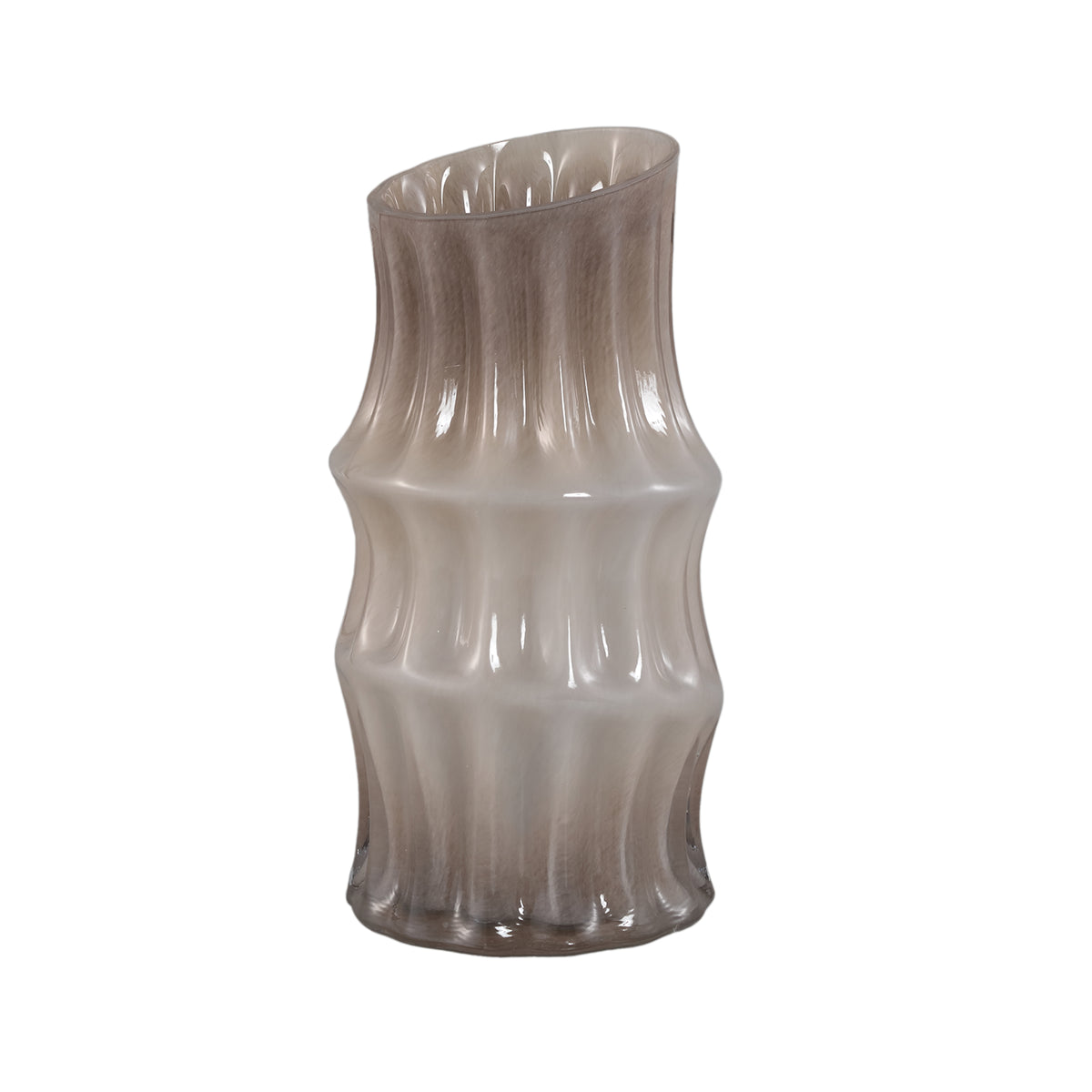 Anvi Vaso in vetro solido color crema, forma angolare, rotondo grande PTMD