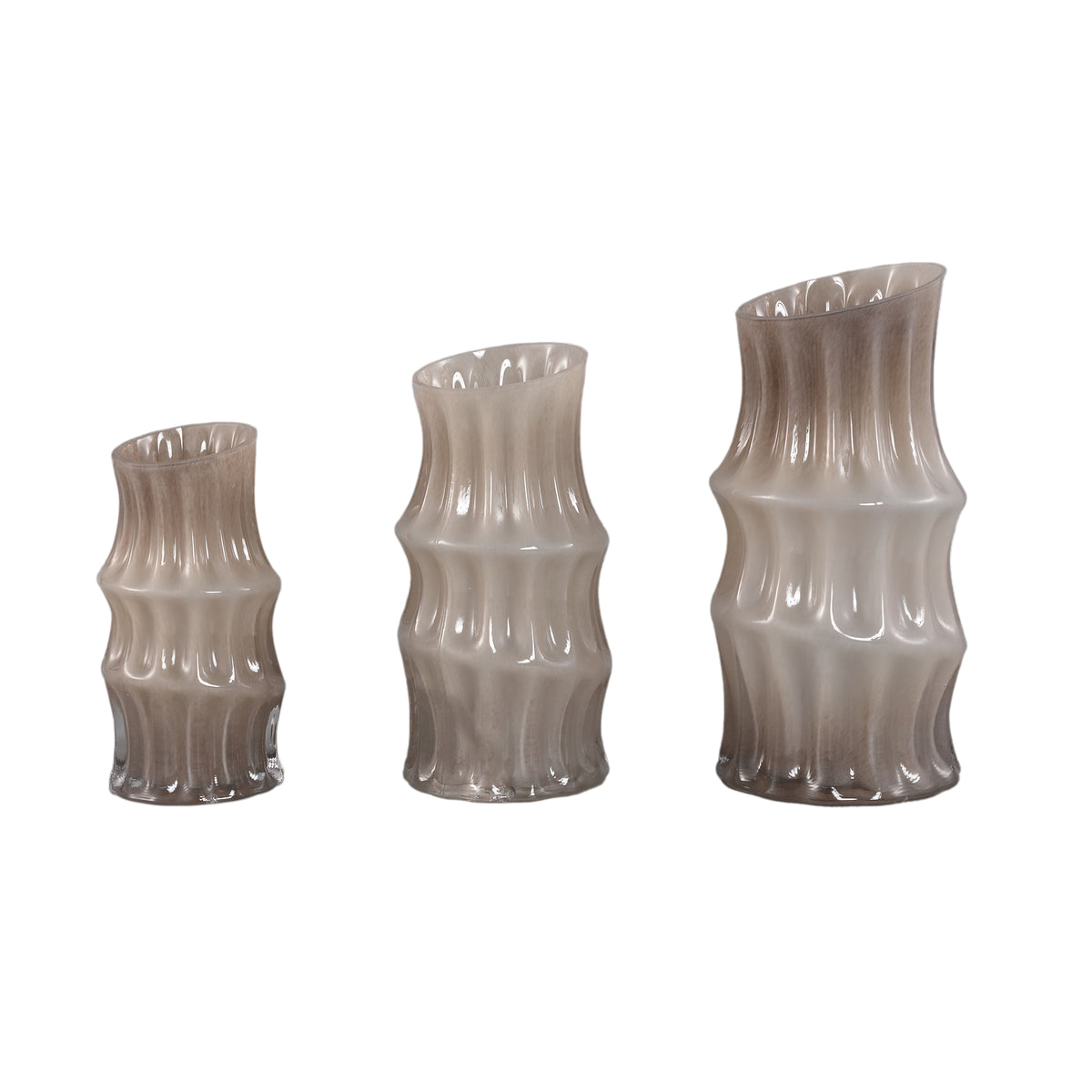 Anvi Vaso in vetro solido color crema, forma angolare, rotondo grande PTMD