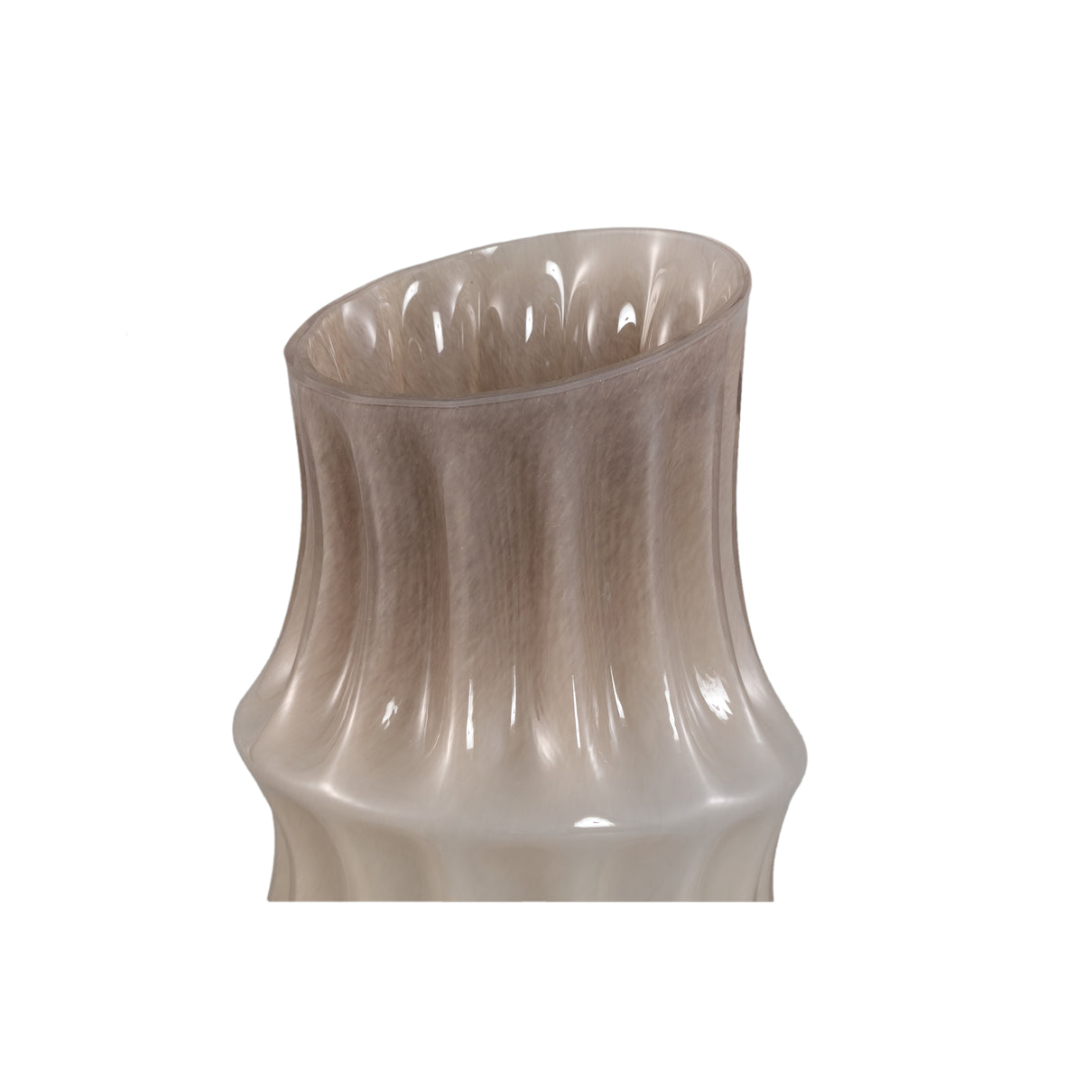 Anvi Vaso in vetro solido color crema, forma angolare, rotondo grande PTMD