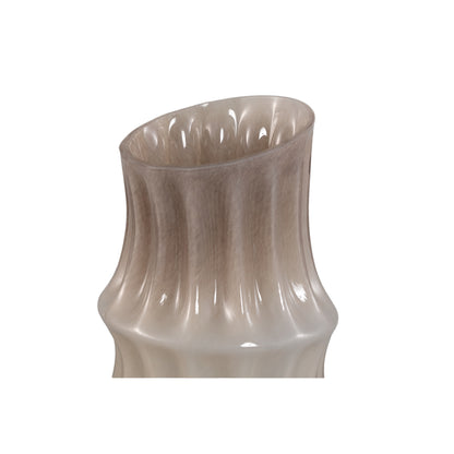Anvi Vaso in vetro solido color crema, forma angolare, rotondo grande PTMD