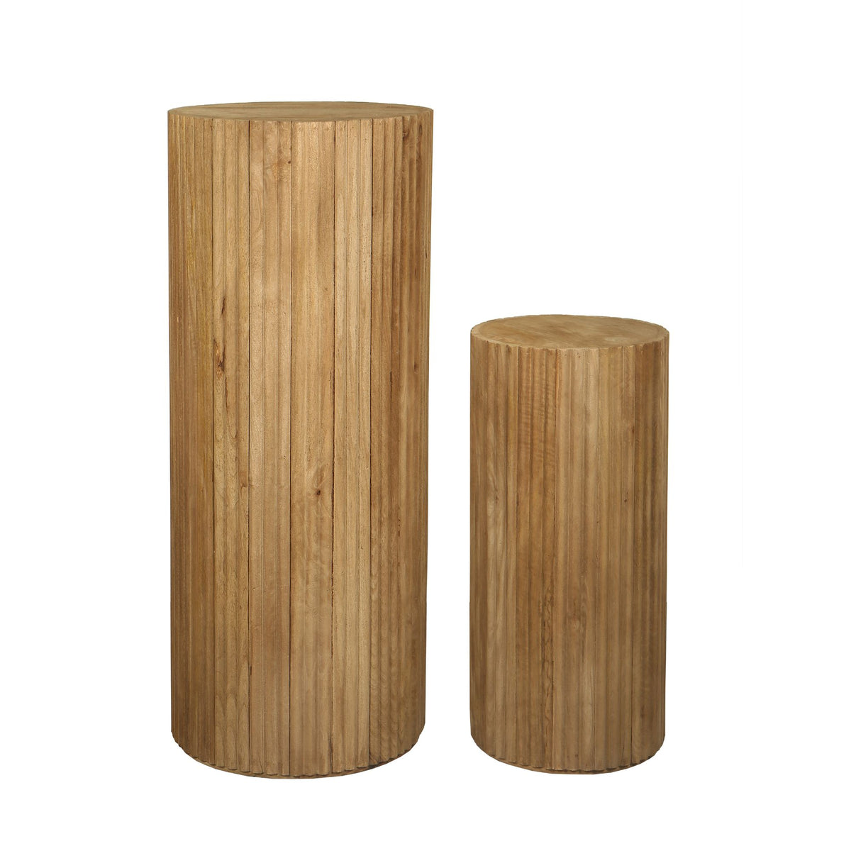 Set di 2 piedistalli Jerra in legno di mango naturale scanalato PTMD