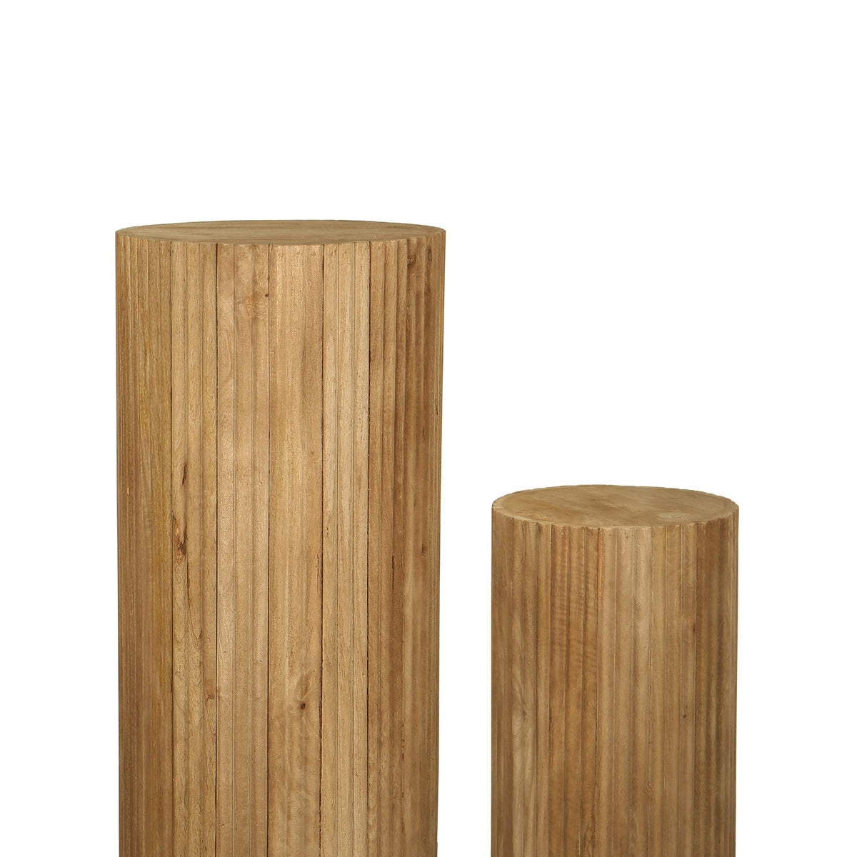 Set di 2 piedistalli Jerra in legno di mango naturale scanalato PTMD