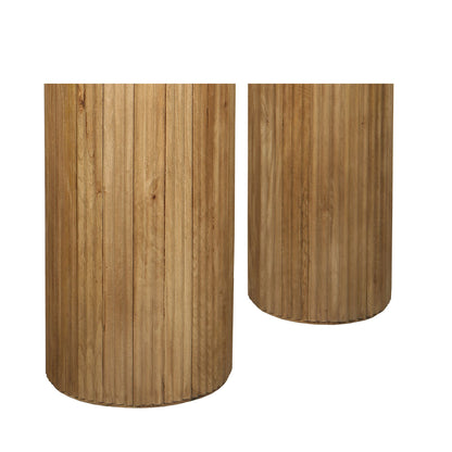 Set di 2 piedistalli Jerra in legno di mango naturale scanalato PTMD