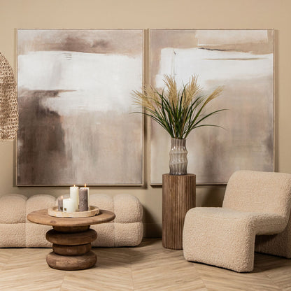 Set di 2 piedistalli Jerra in legno di mango naturale scanalato PTMD