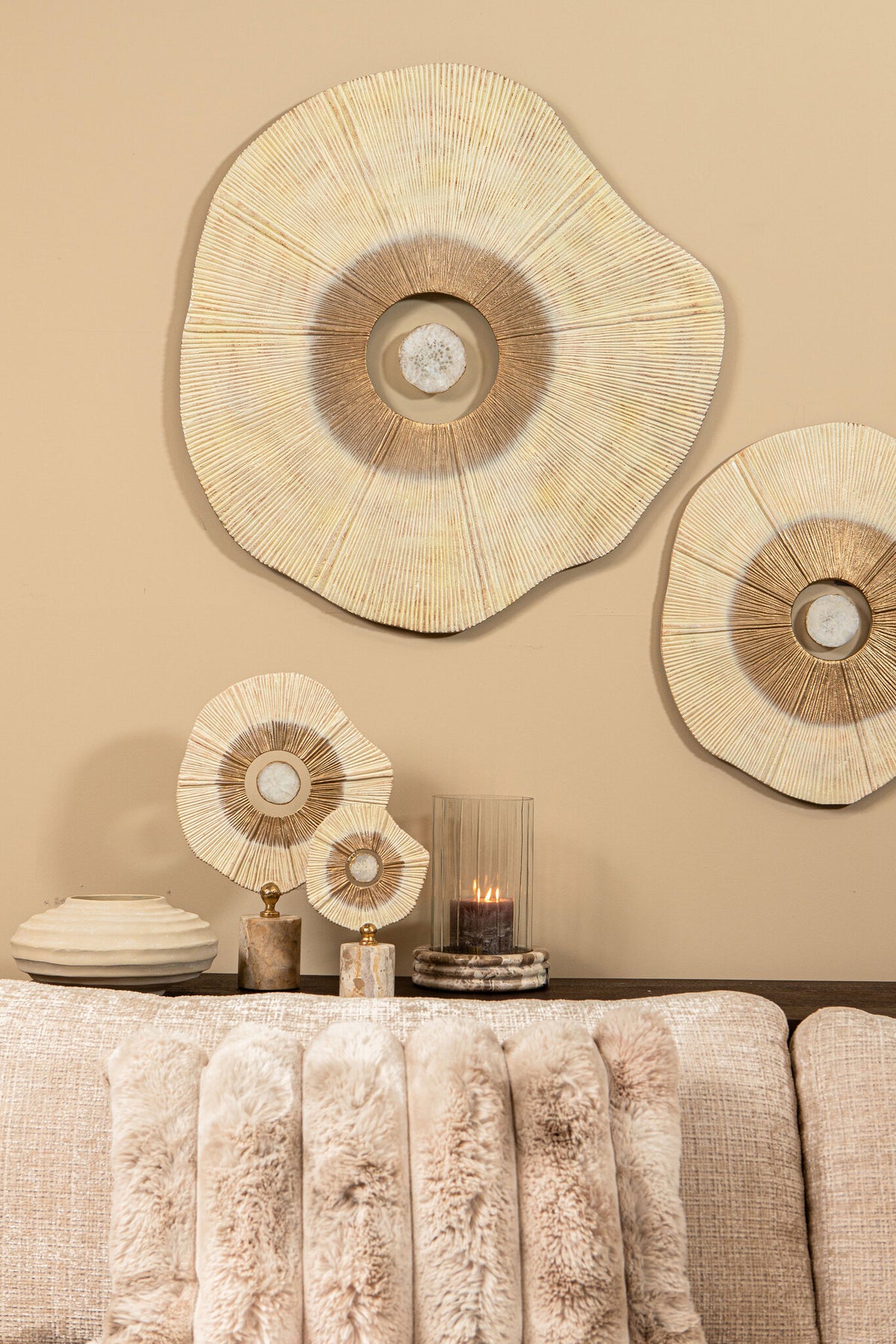 Kody Beige Stone Wash vaso a coste in alluminio fuso S PTMD