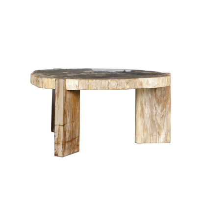 Tavolino da salotto Kayo Naturale Legno pietrificato 3 Gambe Alto PTMD