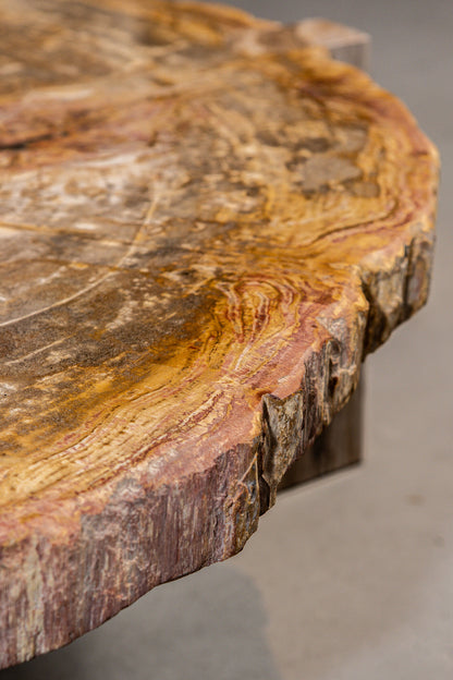 Tavolino da salotto Kayo Naturale Legno pietrificato 3 Gambe Alto PTMD