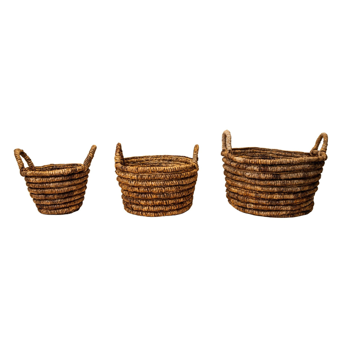 Set di 3 cesti rotondi in erba marina naturale Almir PTMD