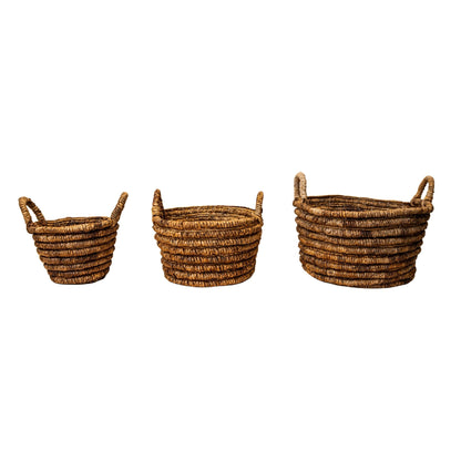 Set di 3 cesti rotondi in erba marina naturale Almir PTMD