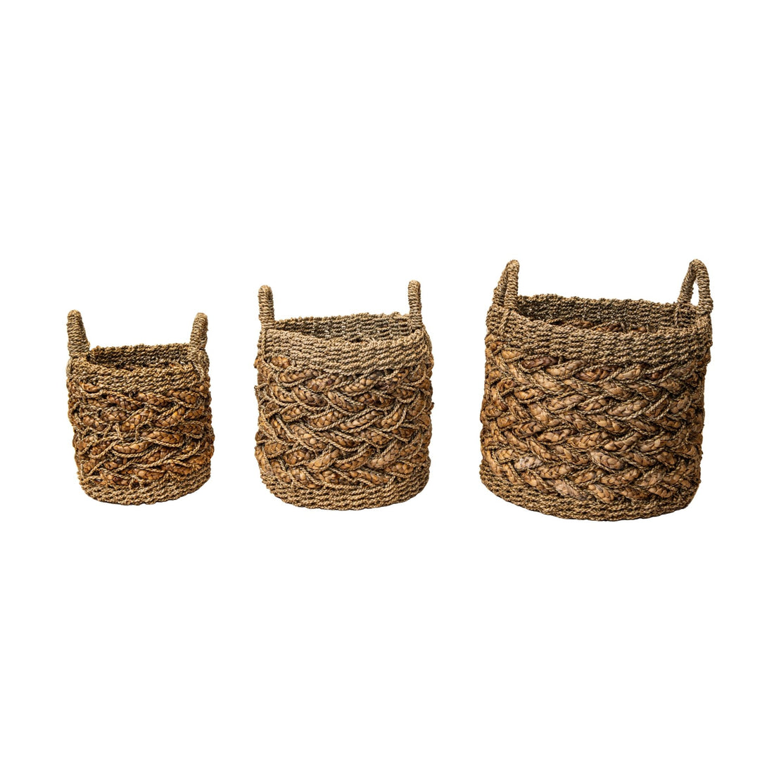 Set di 3 cesti rotondi in erba marina naturale Izely PTMD