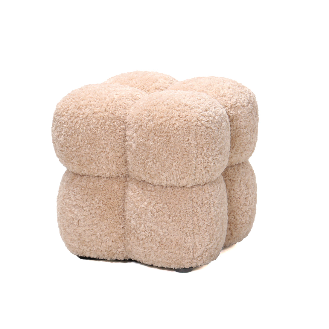 Pouf quadrato in tessuto beige Teddy PTMD