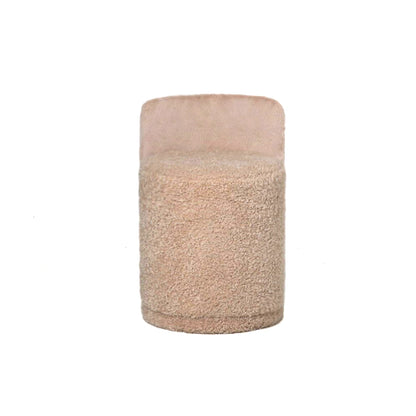Pouf Brandon Beige in Tessuto Rotondo con Schienale PTMD