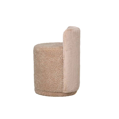 Pouf Brandon Beige in Tessuto Rotondo con Schienale PTMD